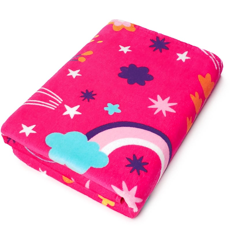 Softerry Love Unicorn Beach Towel Pink Fantasy Rainbow 30 x 60 inches 100% Cotton Velour (30" x 60", Pink) - Image 5